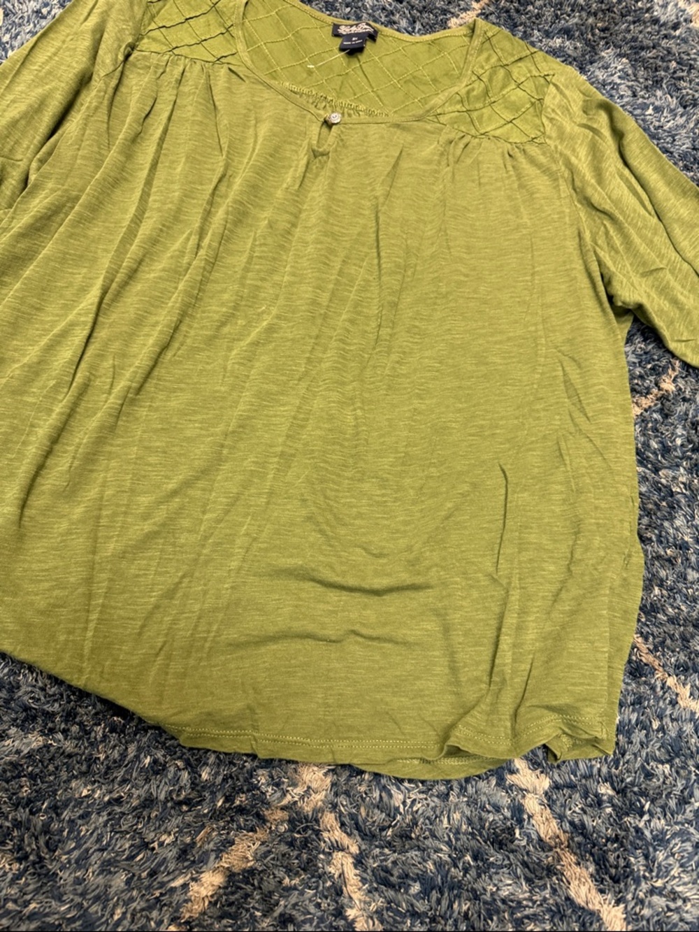 Lucky Brand Olive Green Scoop Neck Tunic Top 3/4 sheeve size 3X - Picture 5 of 9